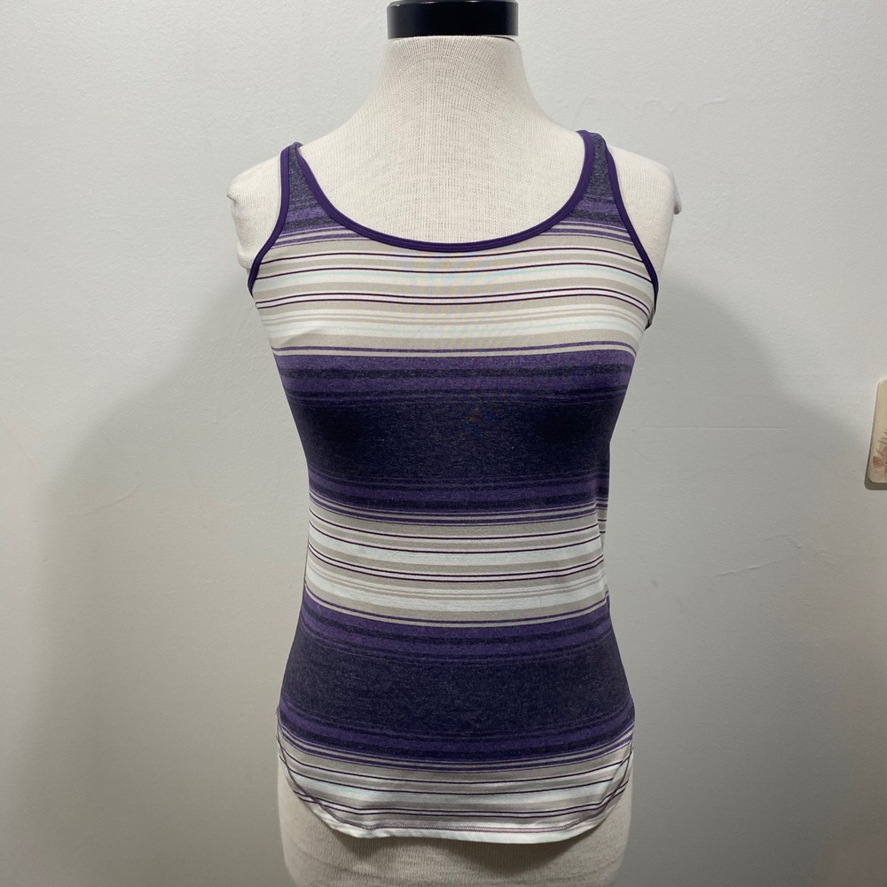 Lululemon Refresh Purple Striped Racerback Tank Top Scoop Neck Athletic Yoga XS